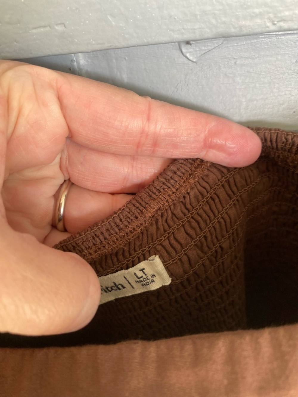 Abercrombie & Fitch Brown Puff Sleeve Emerson Poplin Midi Dress Brown  LT - Picture 4 of 4
